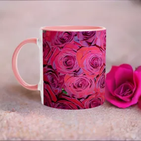 Rose Top White 11oz Ceramic Mug with Color Inside