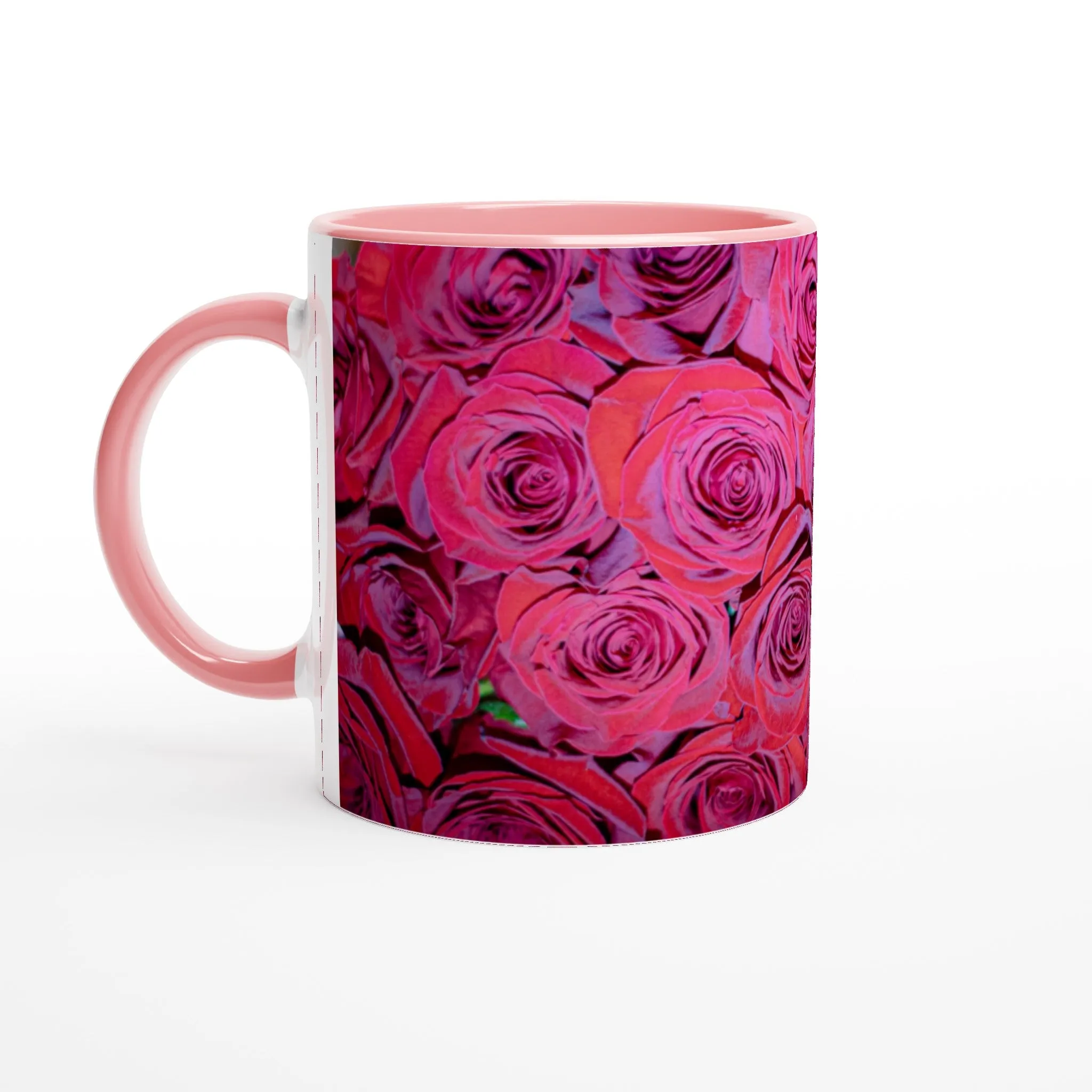 Rose Top White 11oz Ceramic Mug with Color Inside