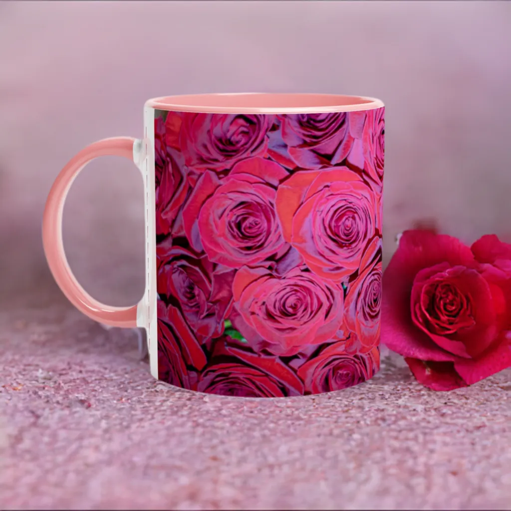 Rose Top White 11oz Ceramic Mug with Color Inside