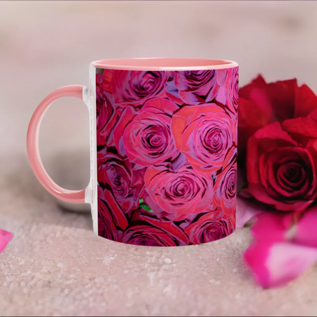 Rose Top White 11oz Ceramic Mug with Color Inside