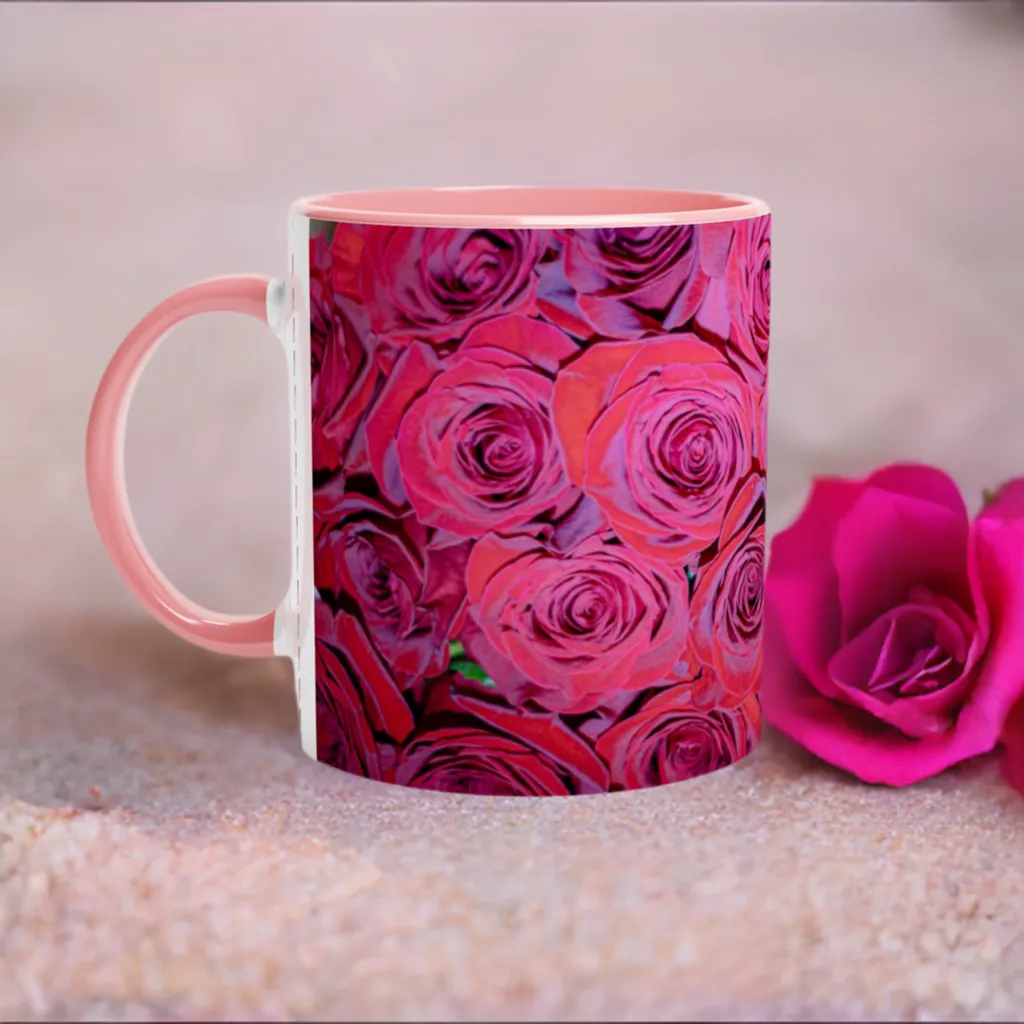 Rose Top White 11oz Ceramic Mug with Color Inside