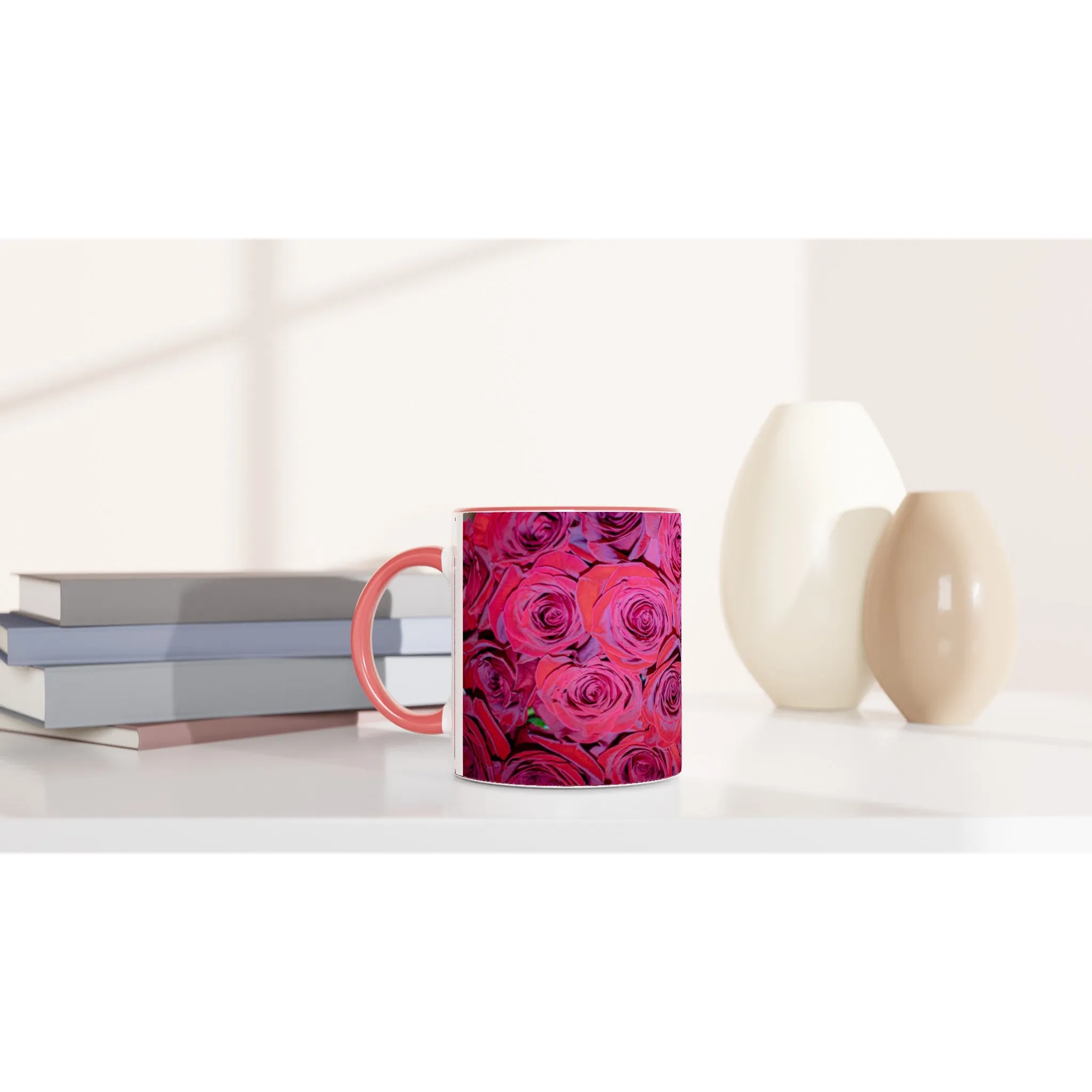 Rose Top White 11oz Ceramic Mug with Color Inside