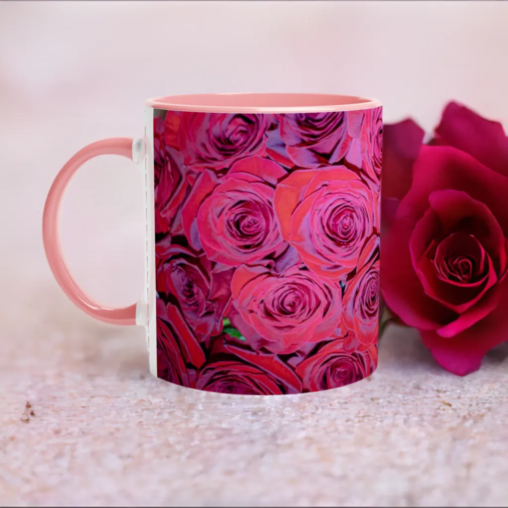 Rose Top White 11oz Ceramic Mug with Color Inside