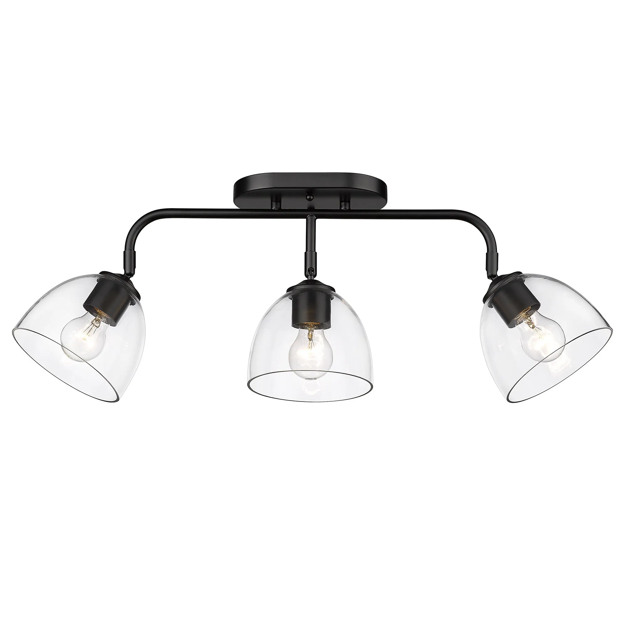 Roxie 3 Light Semi-Flush in Matte Black with Matte Black Accents