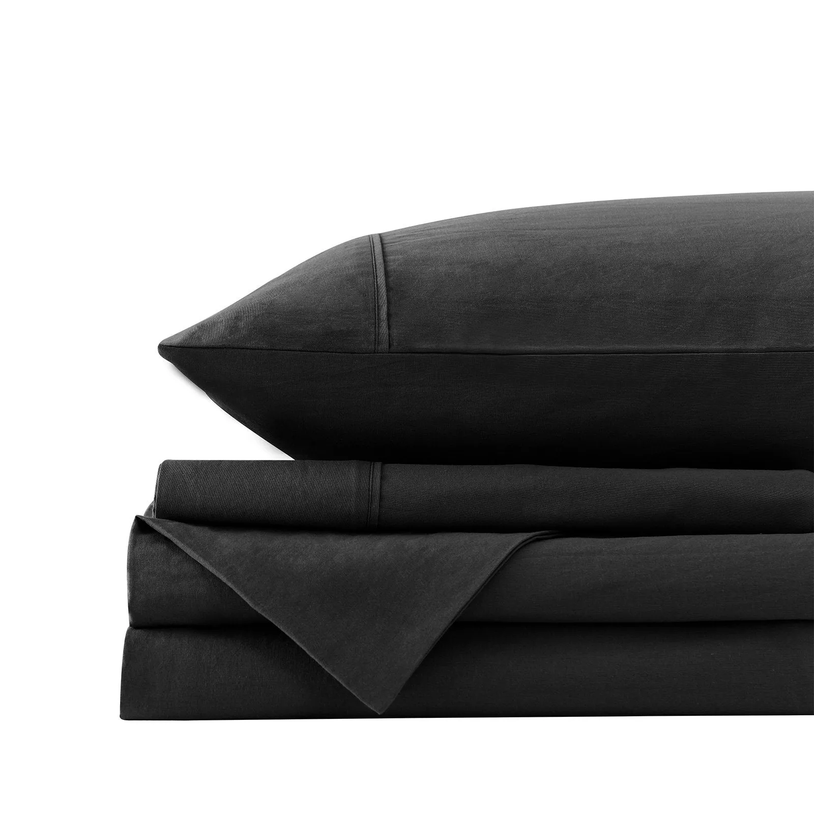 Royal Comfort Vintage Washed 100% Cotton Sheet Set Fitted Flat Sheet Pillowcases Double Charcoal