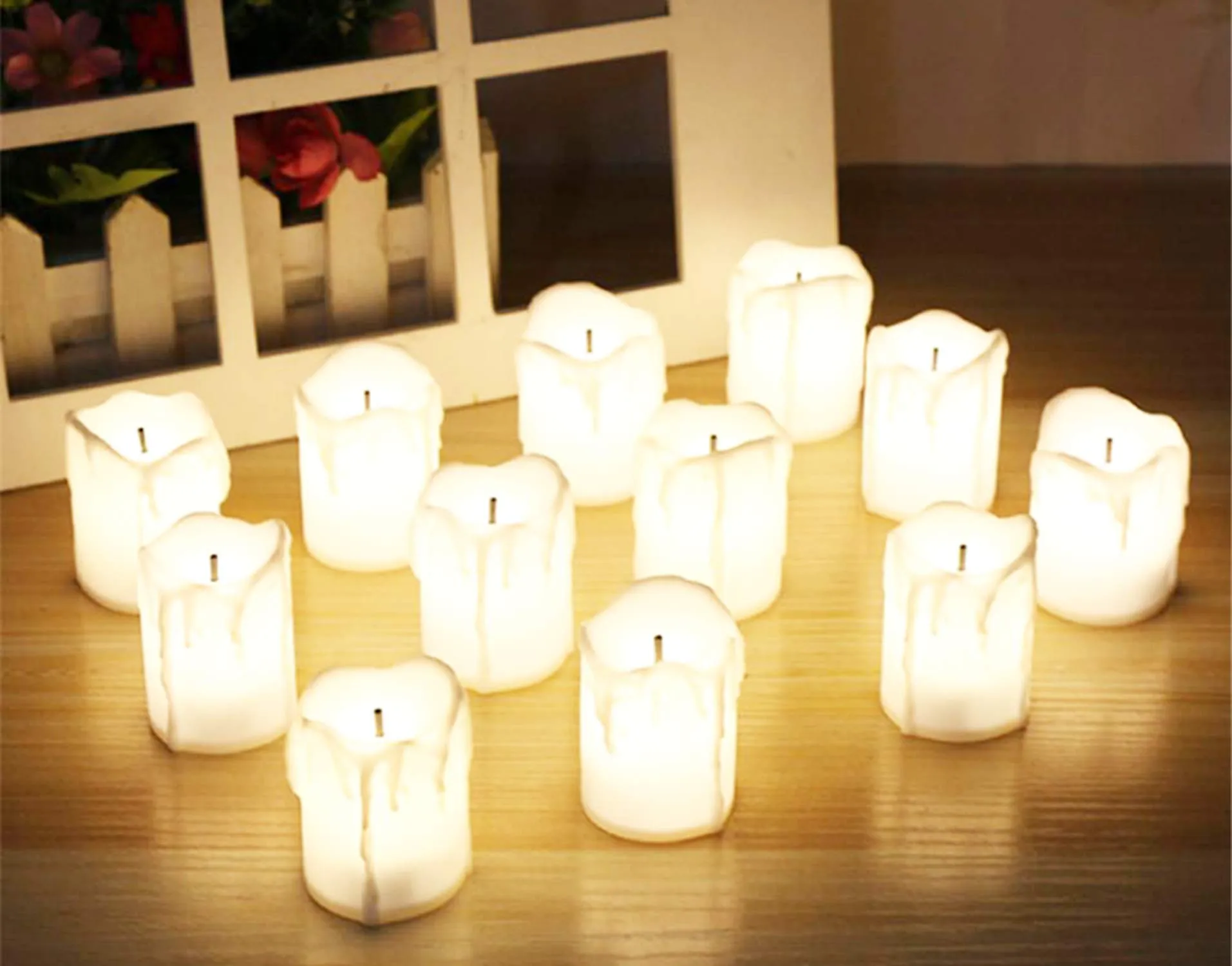 Saubhagya Global 12 Pieces LED Electric Battery Powered Tealight Candles Warm White Flameless for Christmas Holiday Wedding Decoration