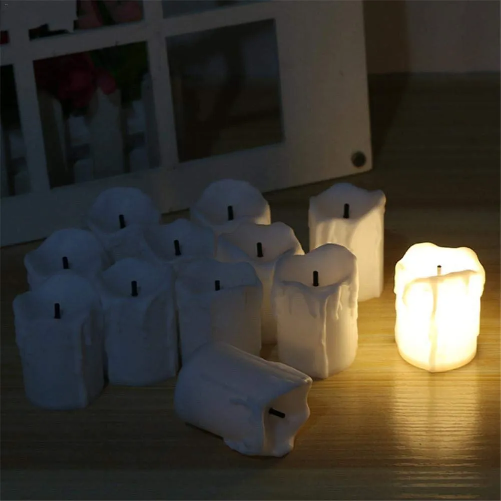 Saubhagya Global 12 Pieces LED Electric Battery Powered Tealight Candles Warm White Flameless for Christmas Holiday Wedding Decoration