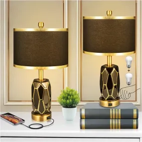 Set of 2 Touch Control Table Lamps Blubs Included