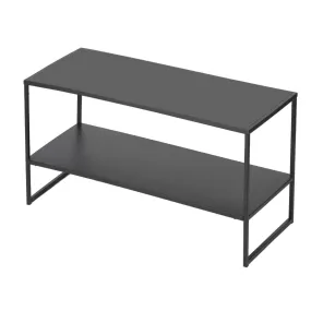 Simple Coffee Table with Anti-Scratch Design 2 Tire Industrial Cocktail Table for Living Room Black