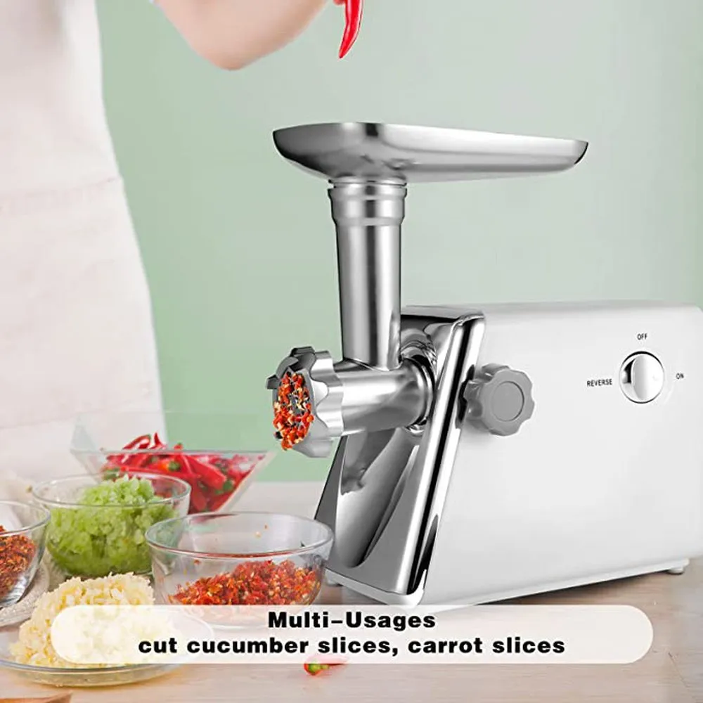 Simple Deluxe Electric Meat Grinder, Heavy Duty Meat Mincer, Food Grinder with Sausage & Kubbe Kit, 3 Grinder Plates, 600W Power, Easy to Clean and Install, Suitable for Home Kitchen, White