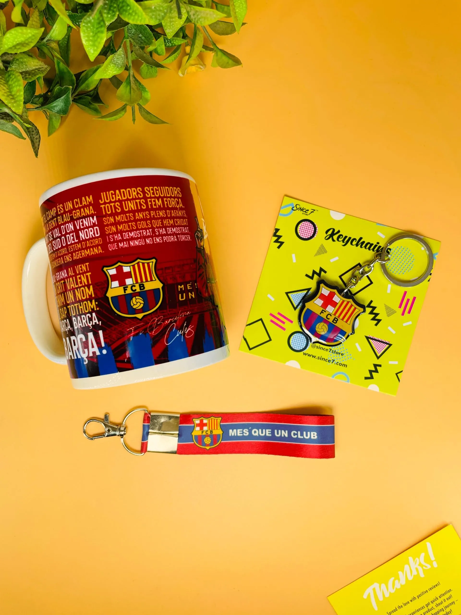 SINCE 7 STORE Barcelona Gift Box Includes: Mug, Double Sided Keychain, Key-TAG - Gift for Barca Fans - The Ultimate Fan Collection