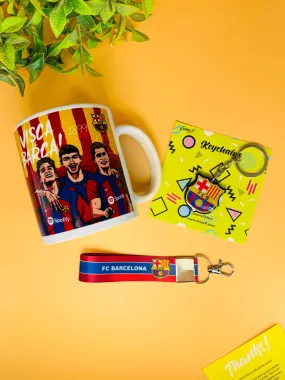 SINCE 7 STORE Barcelona Gift Box Includes: Mug, Double Sided Keychain, Key-TAG - Gift for Barca Fans - The Ultimate Fan Collection