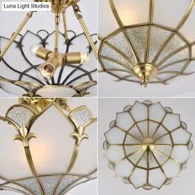 Sleek Gold Flower Shaped Ripple Glass Semi Flush Mount Chandelier for Dining Room