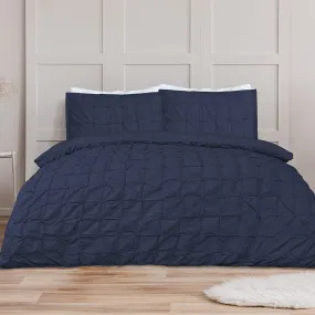 Sleepdown Ruched Pleat Duvet Set - Navy