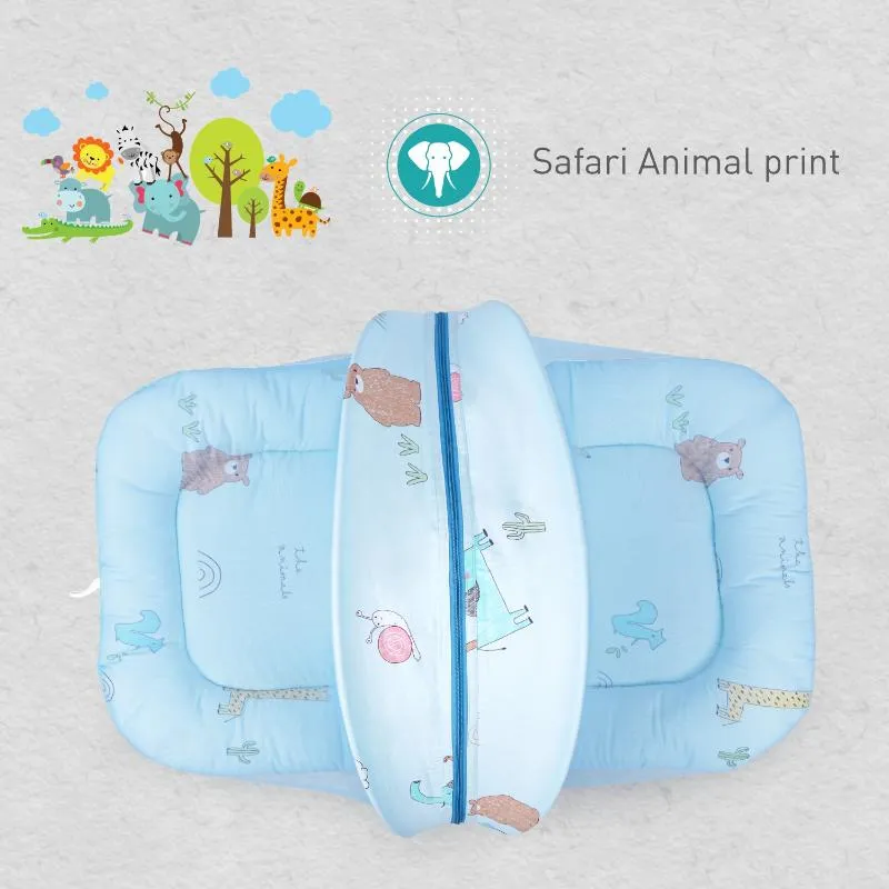 Snuggy Safari Baby Bed - Easy to Carry, Convertible, HQ Zip, 100% Natural Cotton