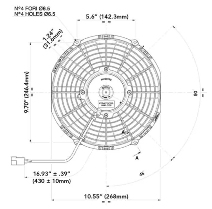 SPAL Electric Fan (6.5" - Pusher Style - Low Profile - 313 CFM) 30100374