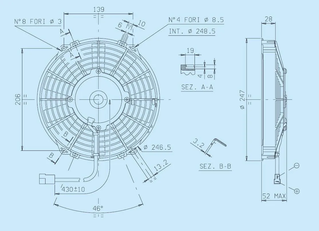 SPAL Electric Fan (9" - Puller Style - Low Profile - 590 CFM) 30100392