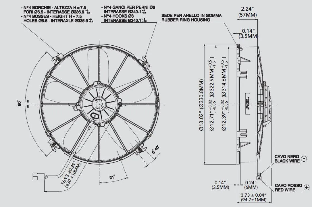 SPAL Electric Radiator Fan (12" - Puller Style - High Performance - 5 Paddle - 1640 CFM) 30102038