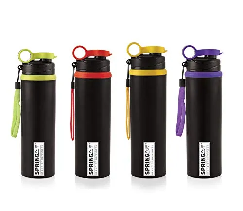 SPRINGWAY - Brand of Happiness Sporty Stainless Steel Water Bottle 750ml Set of 4 (Multicolour)