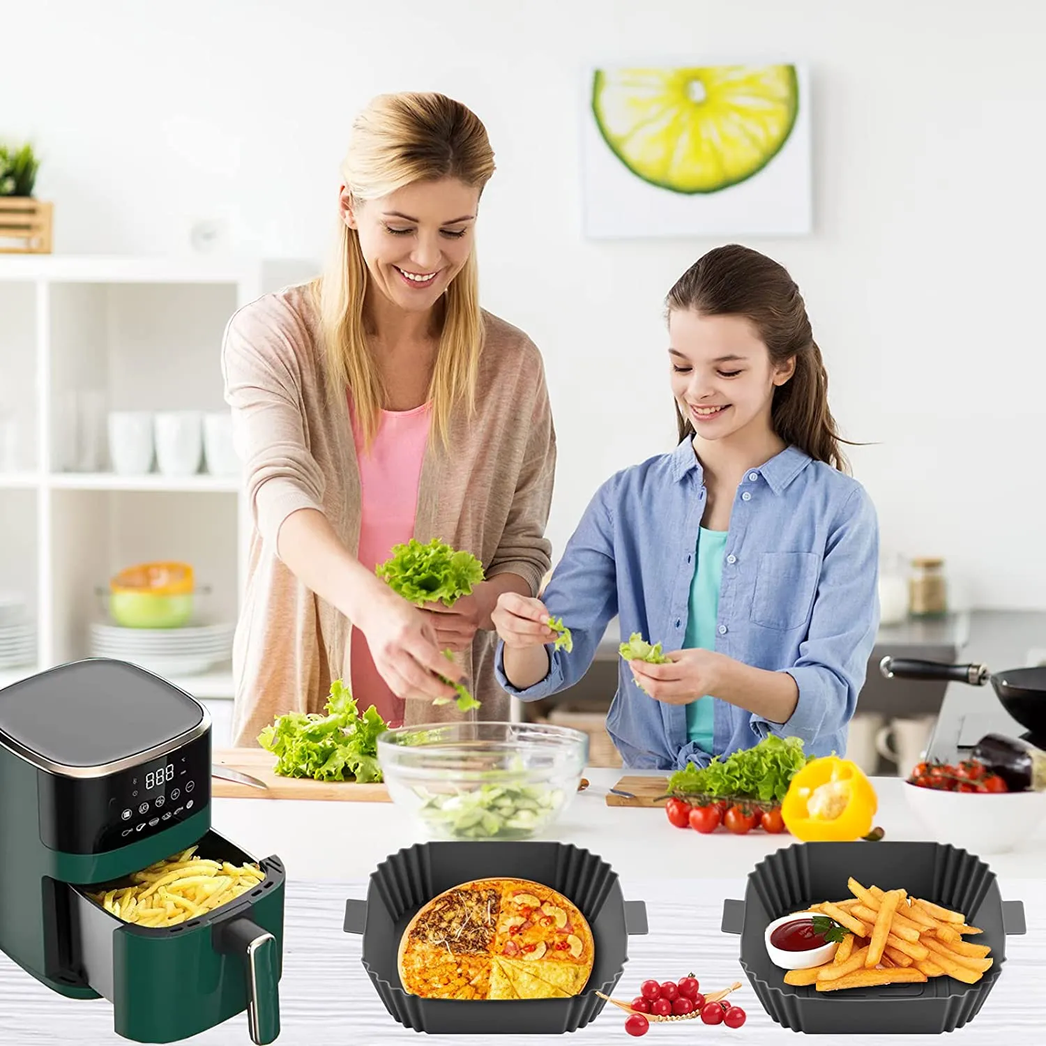 Square Silicone Air Fryer Liner 20cm