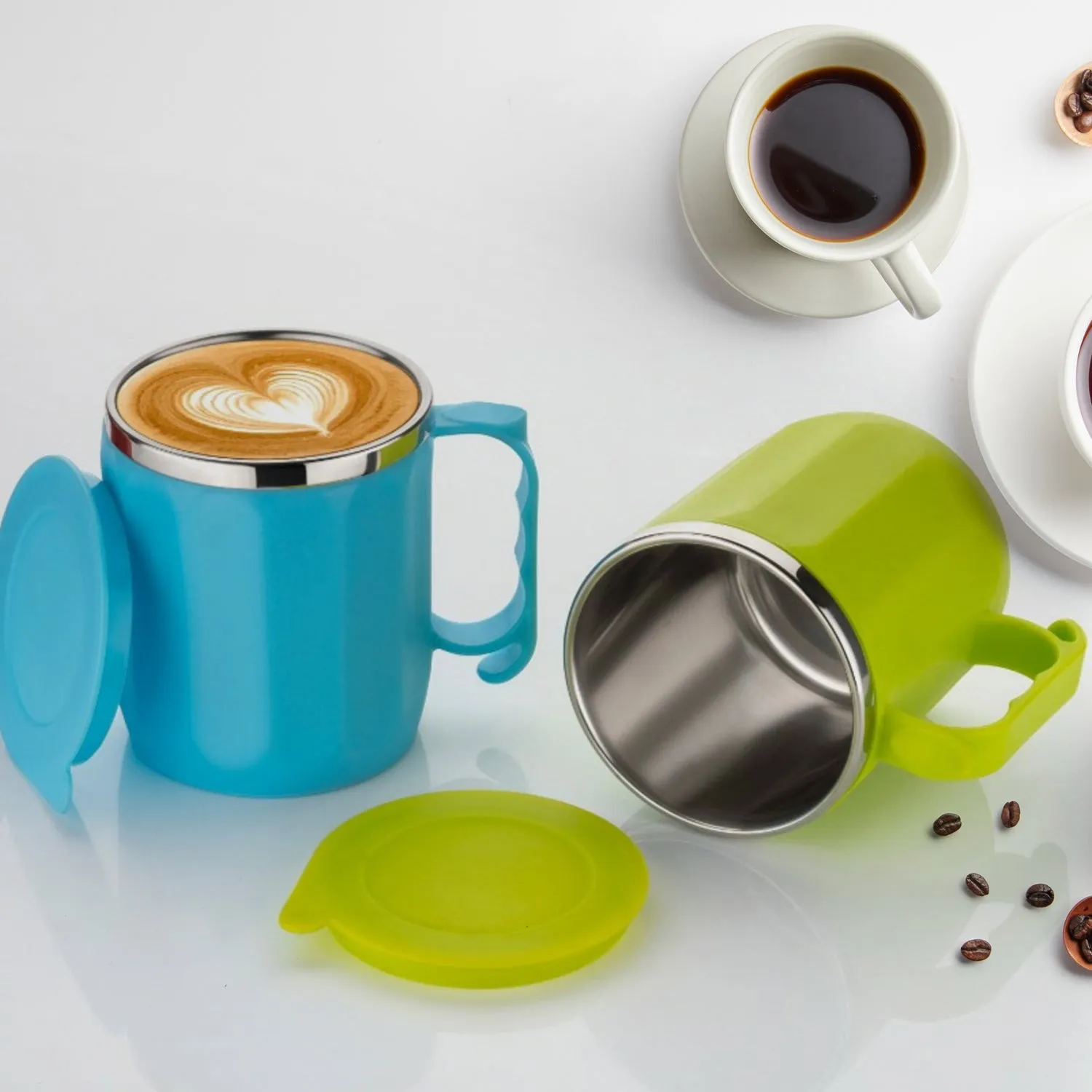 Stainless Steel Lid Cover Hot Coffee/Tea Mug Hot Insulated Double Wall Stainless Steel, Coffee and Milk Cup with Lid - Coffee Cup Approx 250 ML, 300 ML ( 1 Pc Mix Color)