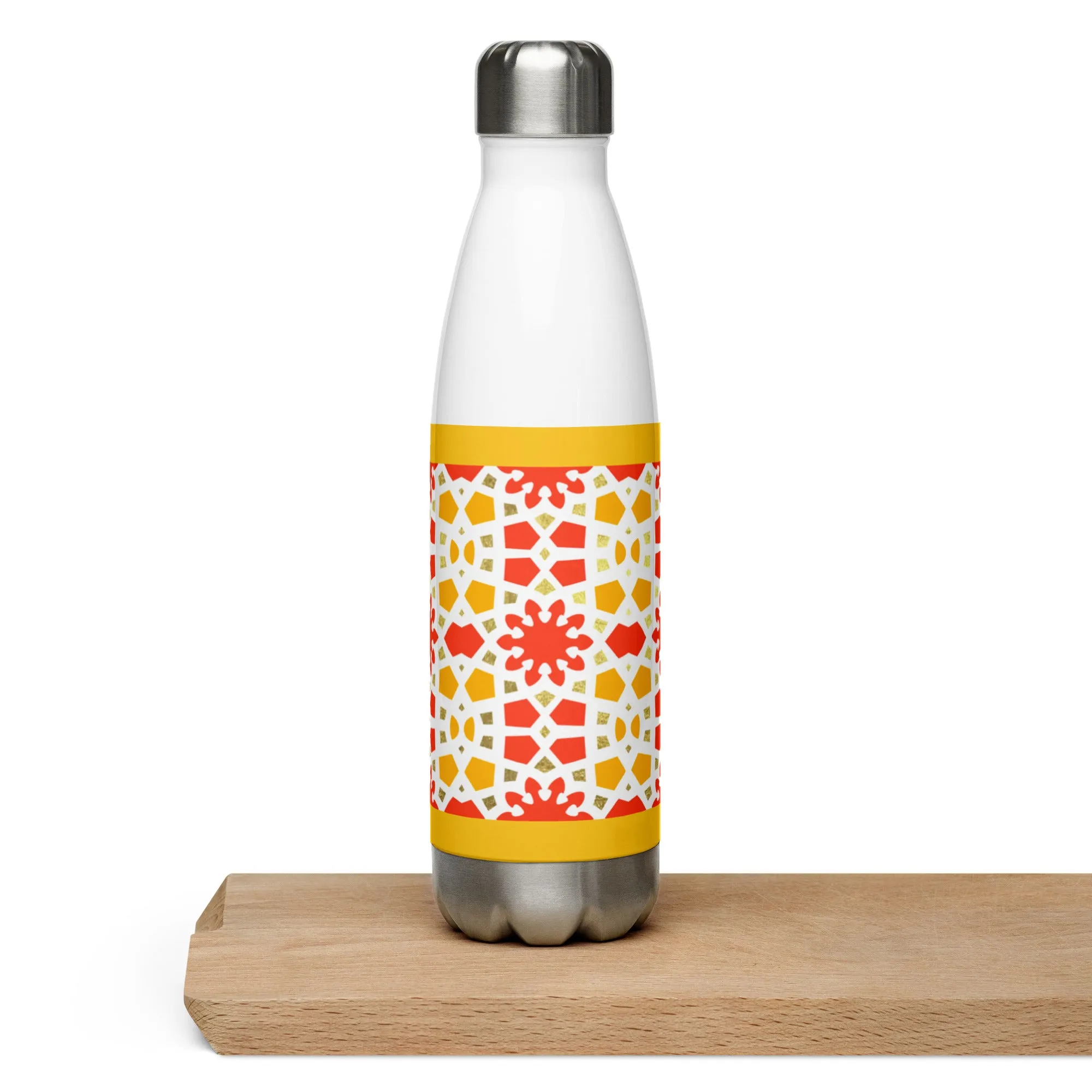 Stainless Steel Water Bottle - Geometric Citrus