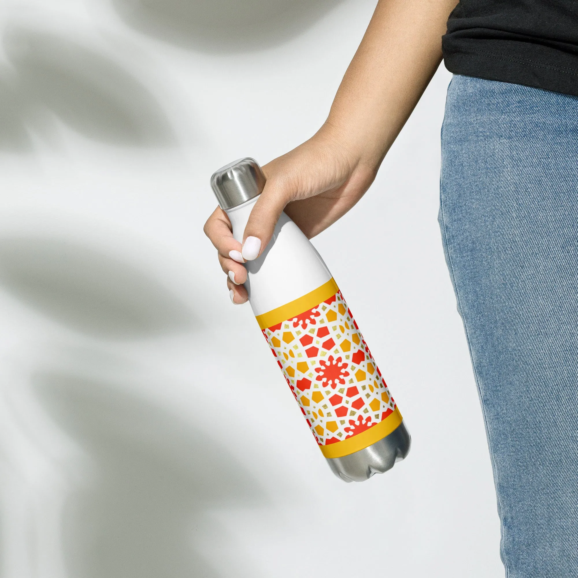 Stainless Steel Water Bottle - Geometric Citrus