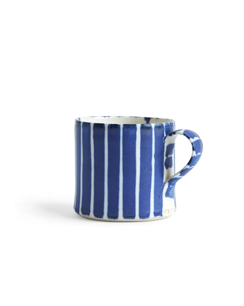 Striped Coffee Cup - Blue, Thin White (OUT OF STOCK)