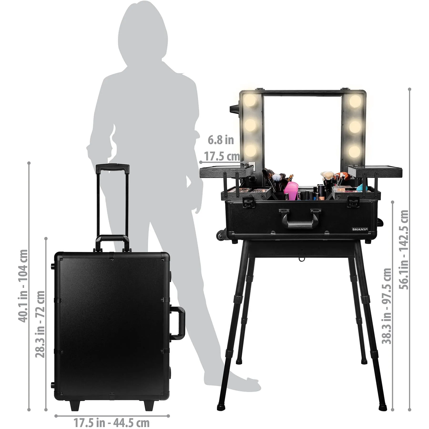 Studio ToGo Wheeled Trolley Makeup Case & Organizer with Light