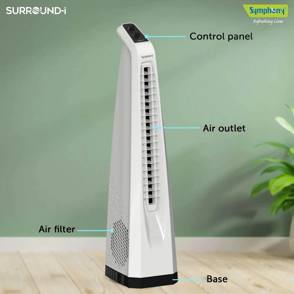 Surround Bladeless Tower Fan with Knob Control White