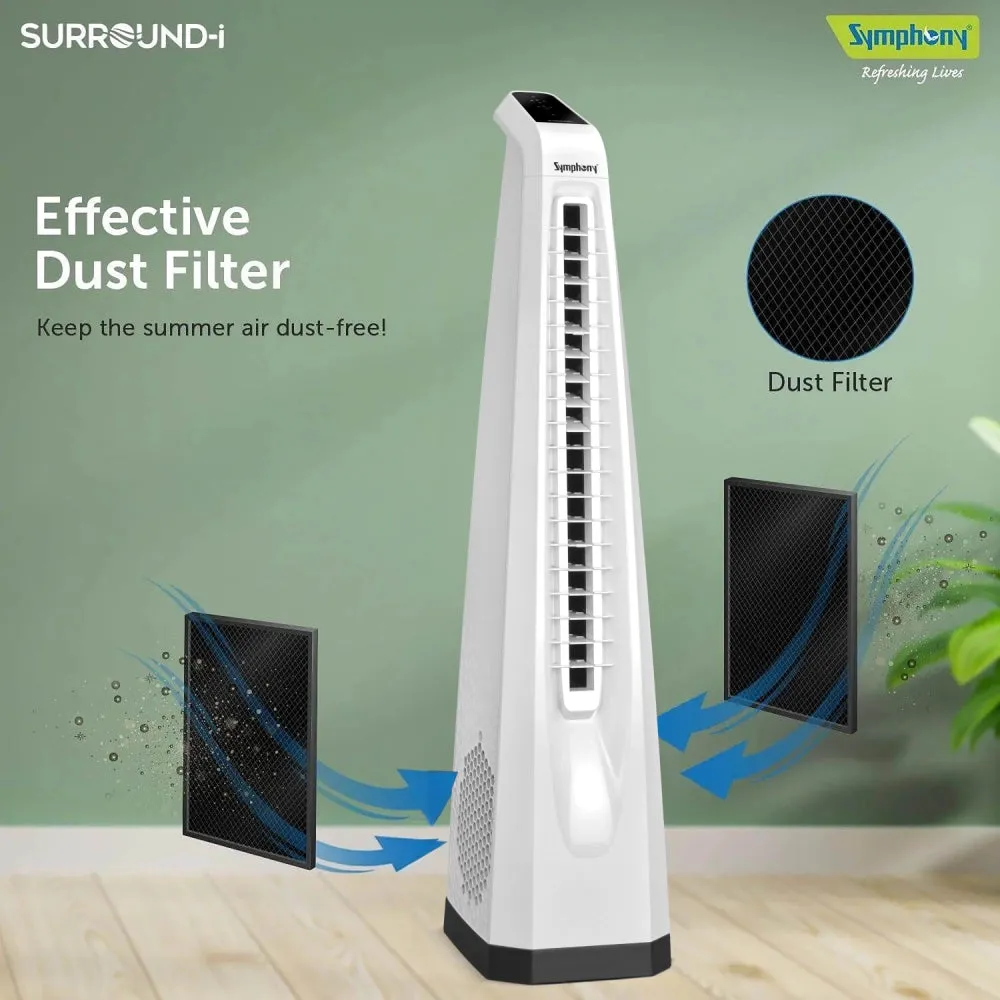 Surround Bladeless Tower Fan with Knob Control White