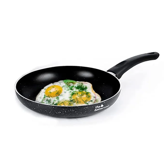 The Better Home Non Stick Frying Pan 24cm (3mm Thickness) | Gas & Induction Fry Pan Non Stick | Granite Frying Pan | Fish Fry Pan | Egg Cooking Pan | Tava Pan Cake Frying Pan | Minimal Oil Cooking