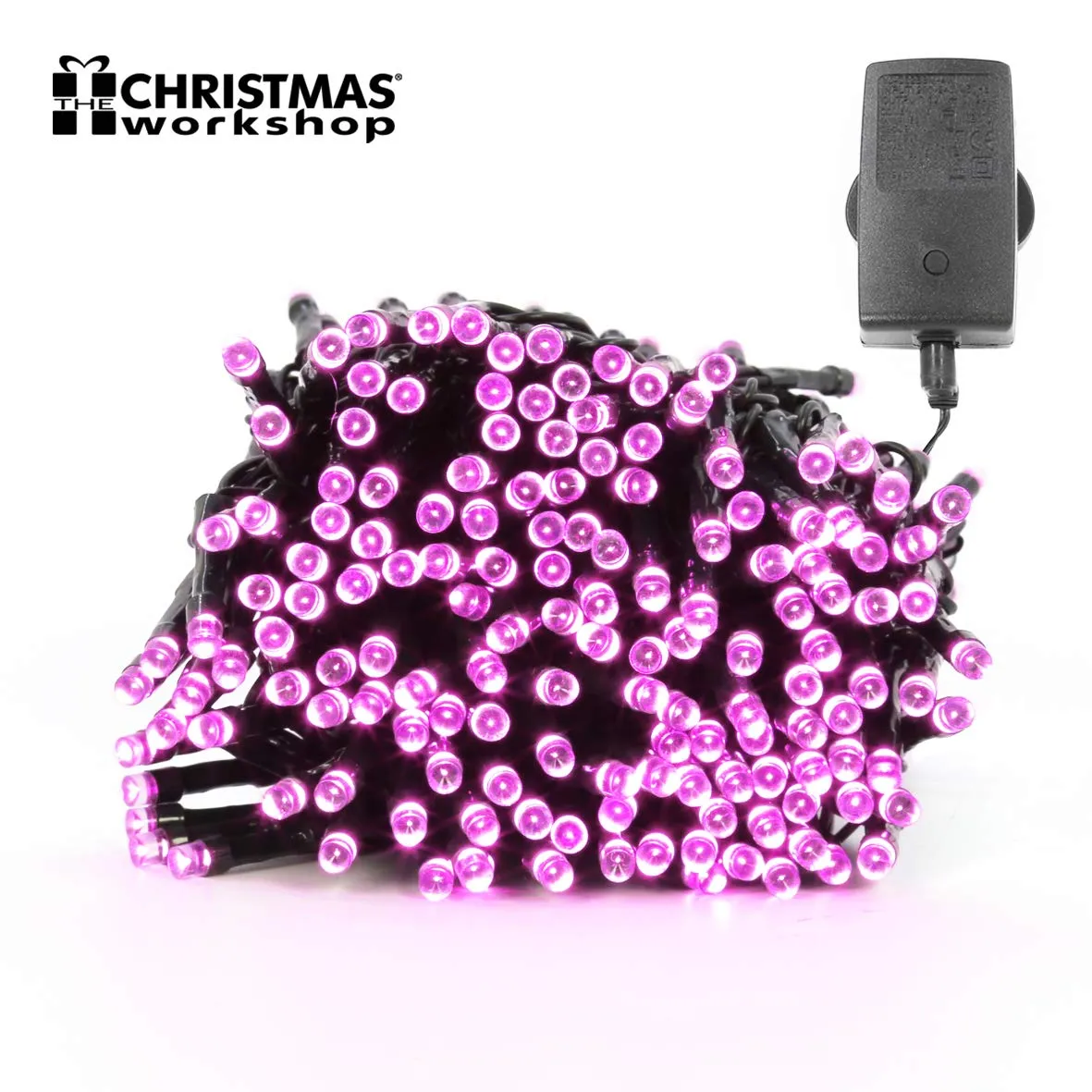 The Christmas Workshop 78020 300 Pink LED Chaser Christmas Lights / Indoor or Outdoor Fairy Lights / 20.9 Metres / 8 Light Modes / Great For Christmas, Weddings & Gardens