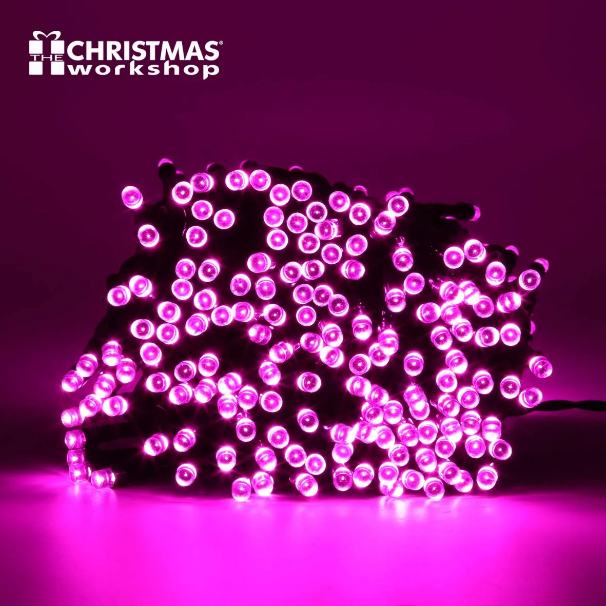 The Christmas Workshop 78020 300 Pink LED Chaser Christmas Lights / Indoor or Outdoor Fairy Lights / 20.9 Metres / 8 Light Modes / Great For Christmas, Weddings & Gardens