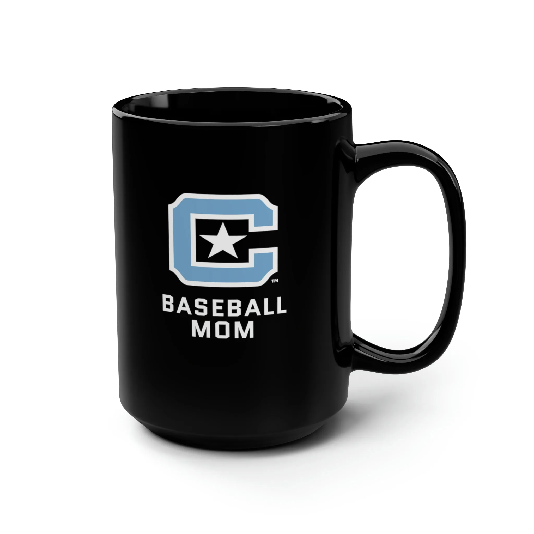 The Citadel Block C Logo, Sports Baseball Mom, Black Mug, 15oz