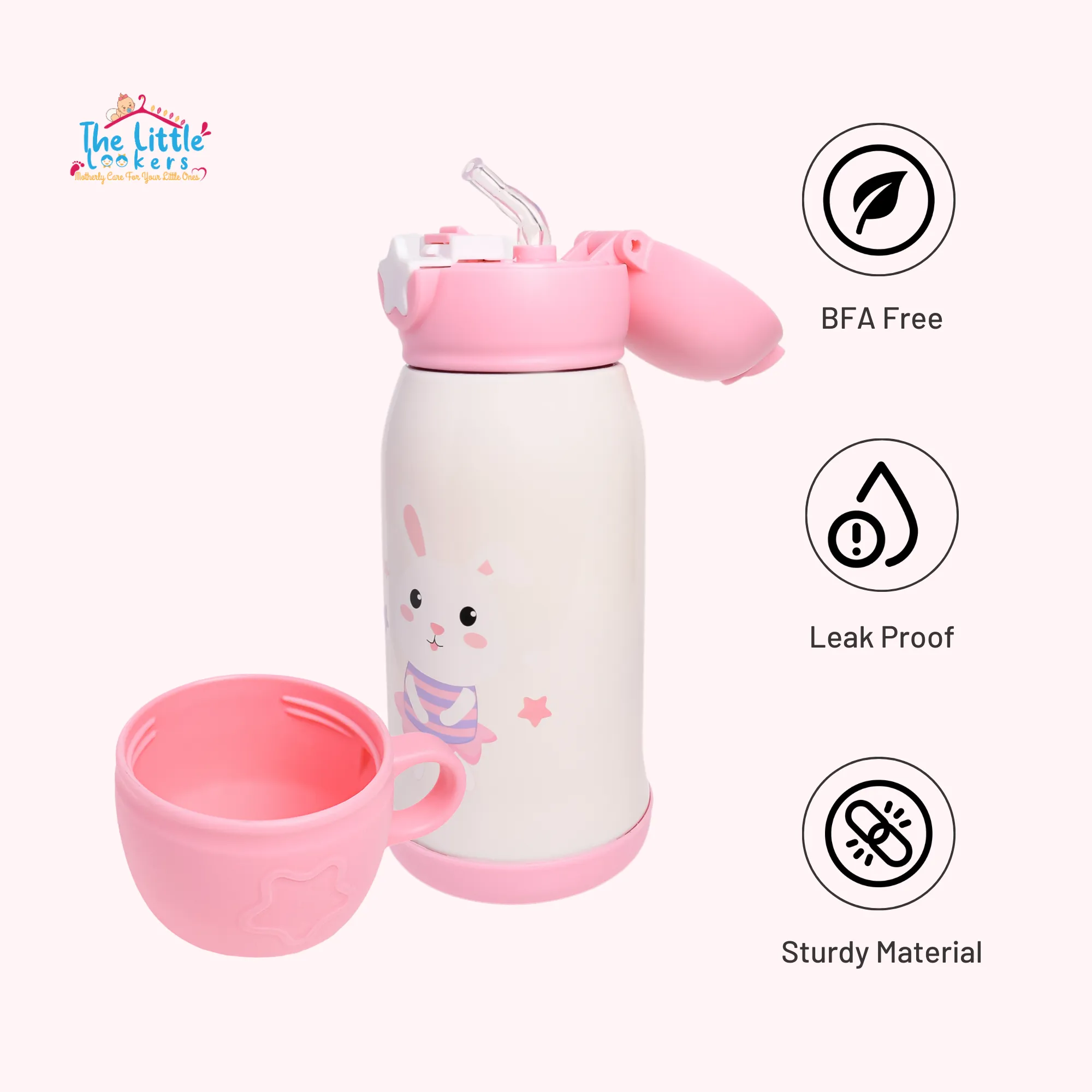 THE LITTLE LOOKERS Stainless Steel Insulated Sipper Bottle for Kids/Sipper School Bottle/Sipper Bottle with Straw/Travelling Water Bottle for Kids with Pop up Straw (550ml)