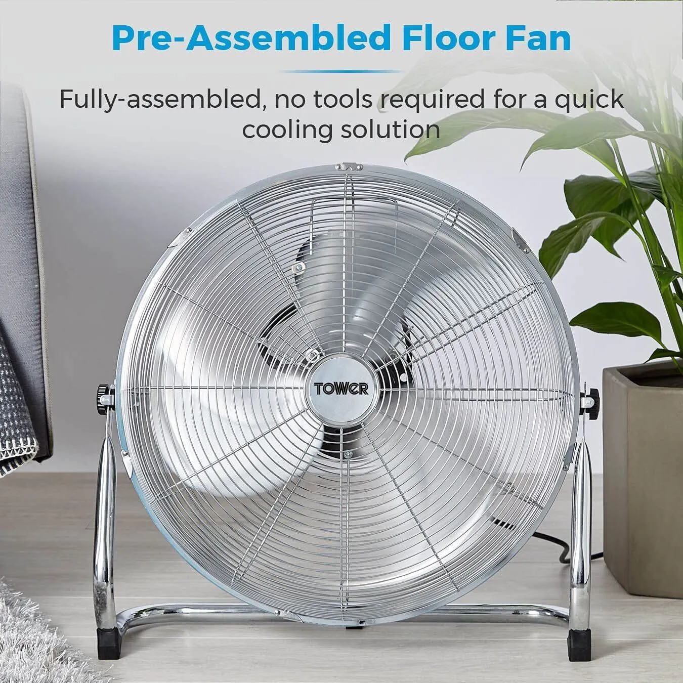 Tower Velocity Floor Fan 18"  - Chrome