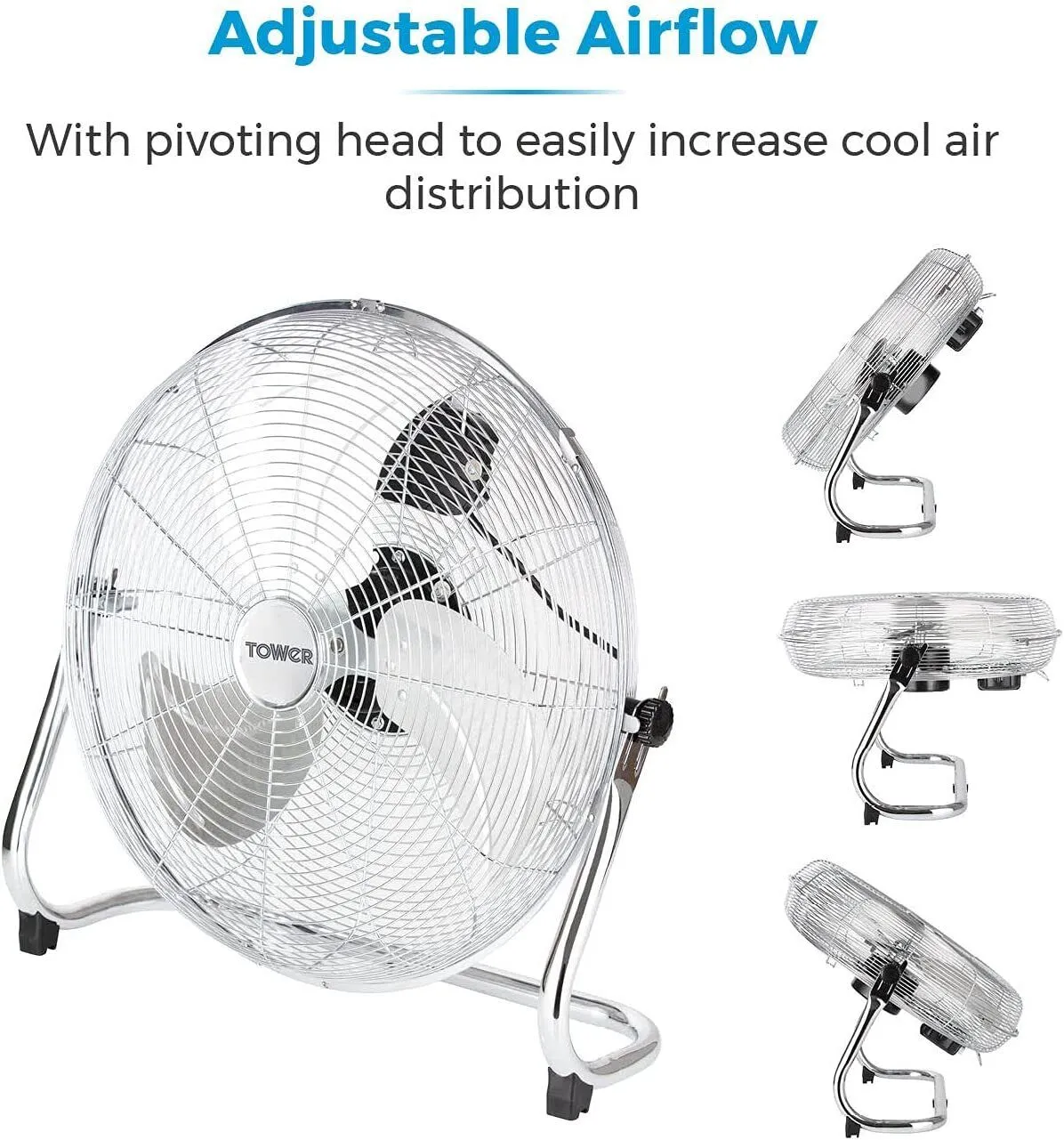 Tower Velocity Floor Fan 18"  - Chrome