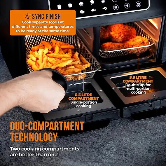 Tower Vortx Vizion Dual Compartment Air Fryer Oven