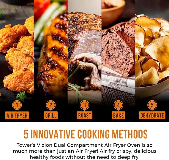 Tower Vortx Vizion Dual Compartment Air Fryer Oven