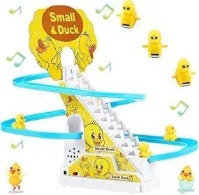 Toys Factory 3 Duck Slide Toy Set, Funny Automatic Stair Climbing Ducklings Cartoon Race Track Set Little Lovely Duck Slide Toy Escalator Toy (Small Duck Track Racer)