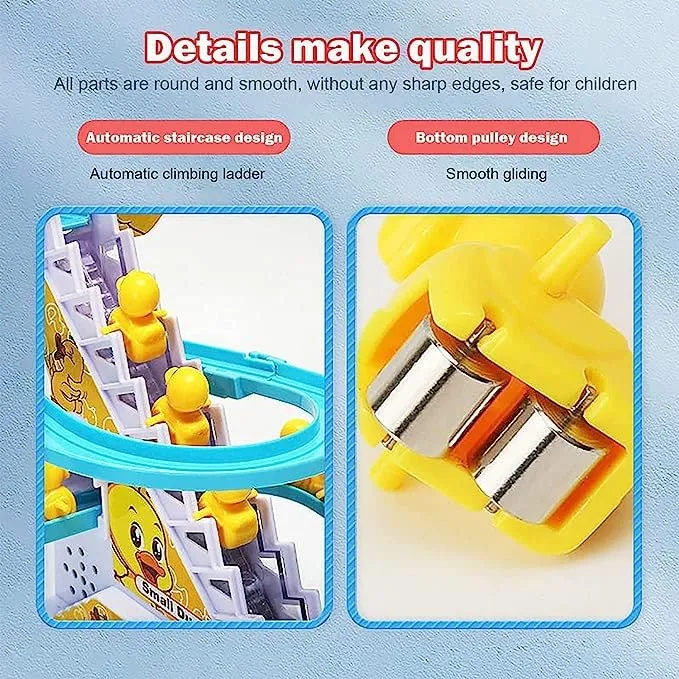 Toys Factory 3 Duck Slide Toy Set, Funny Automatic Stair Climbing Ducklings Cartoon Race Track Set Little Lovely Duck Slide Toy Escalator Toy (Small Duck Track Racer)