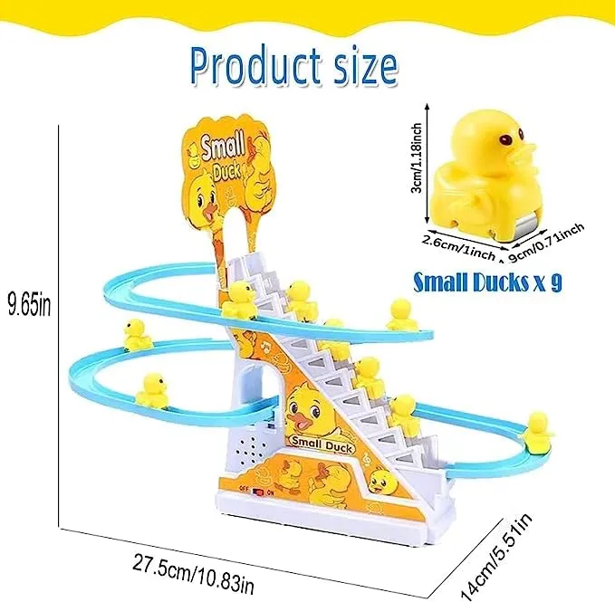 Toys Factory 3 Duck Slide Toy Set, Funny Automatic Stair Climbing Ducklings Cartoon Race Track Set Little Lovely Duck Slide Toy Escalator Toy (Small Duck Track Racer)