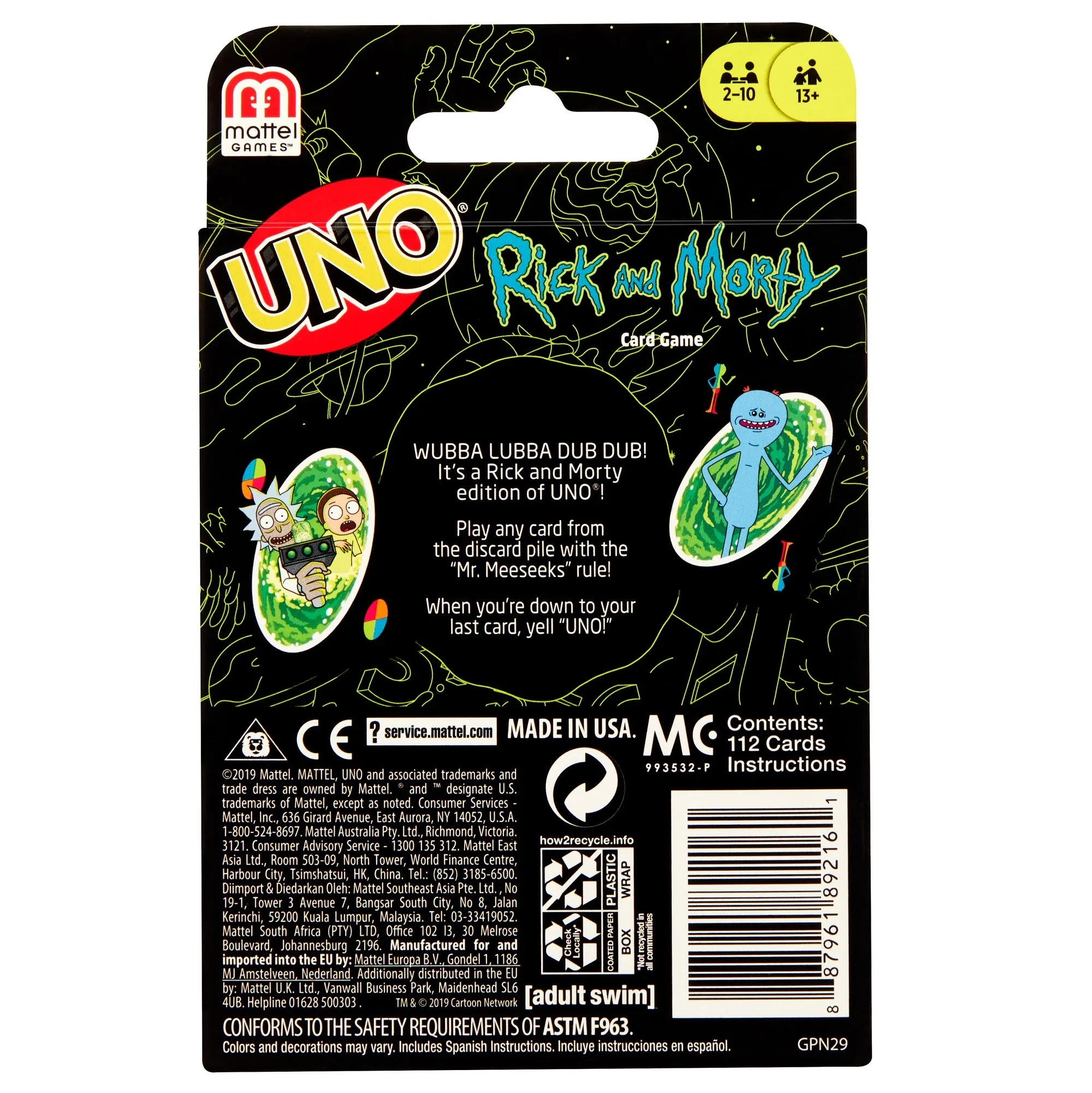 UNO Rick and Morty Card Game for Teens and Adults 13 Years Old and Up