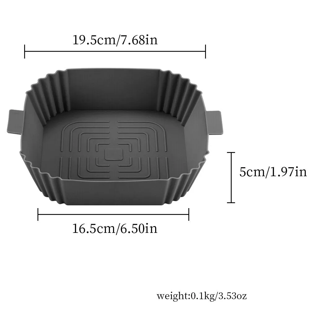 US 1-2 Pack Air Fryer Silicone Pot Liners Food Non Stick Basket Oven Baking Tray