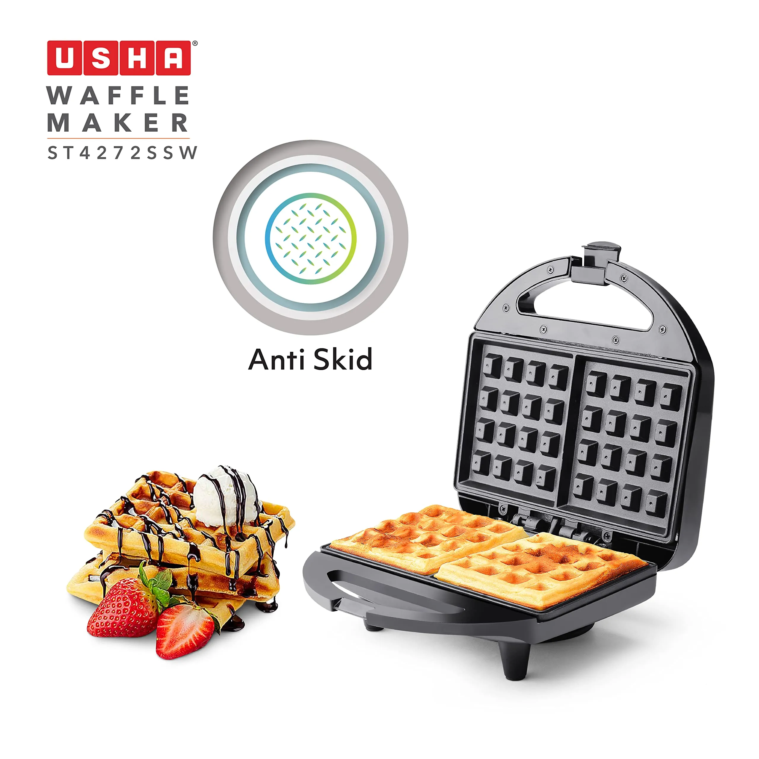 Usha 750 W ST4272 SSW Non-Stick Food Grade Material Waffle Maker (Stainless Steel) with 2 years warranty