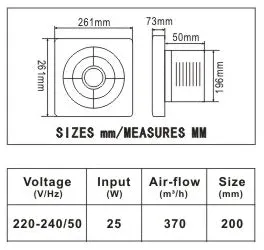 Ventilation Fan 200mm HU Range