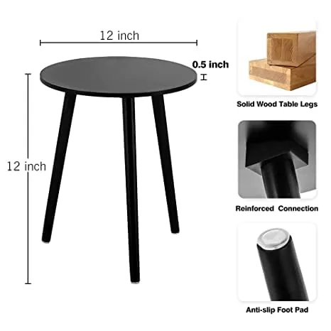 Welltrade Shoppee Wooden Round Side Table, End Table, Plant Stand/Table,Coffee Table,Corner Table for Living Room, Bedroom,Indoor & Outdoor Balcony and Office etc. (White, Small)