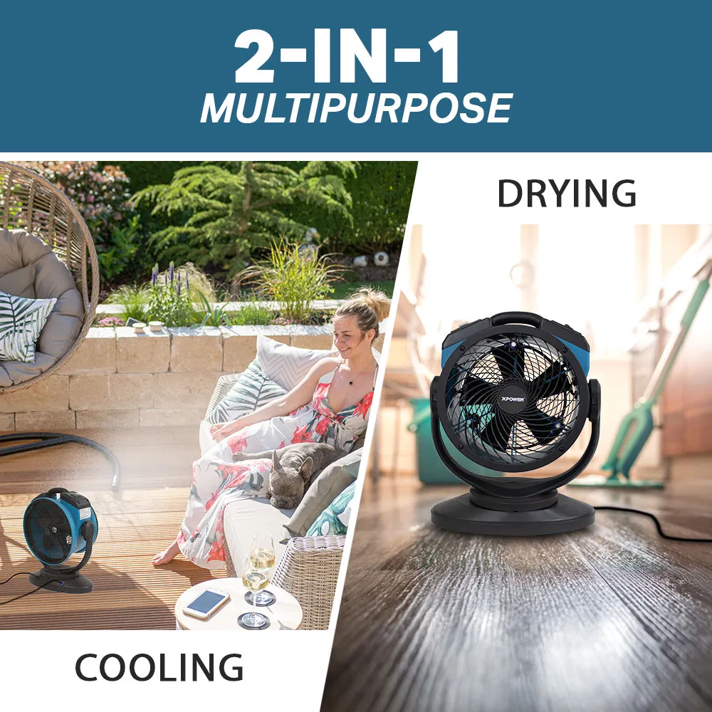 XPOWER FM-68 Multi-Purpose Oscillating Misting Fan and Air Circulator with Built-In Water Pump and Hose