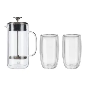 ZWILLING SORRENTO 3-pc French Press and Latte Glass Set